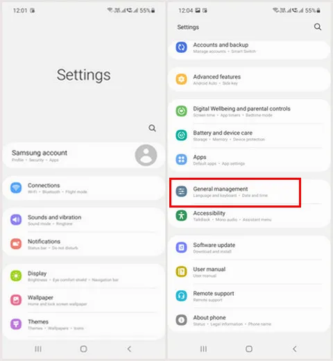 android settings