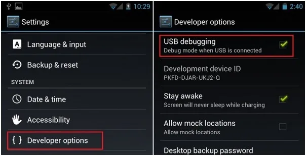 android usb debugging