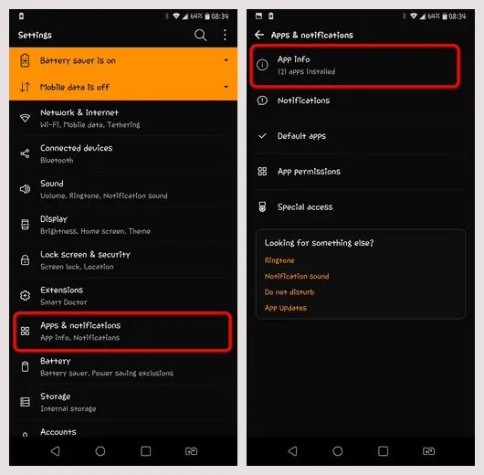 Apps & notifications on Android Phone