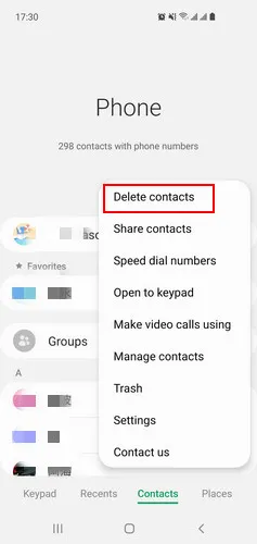 delete android contact from sim card