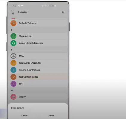delete contacts from samsung phone