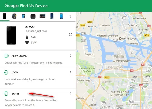 erase lg phone remotely