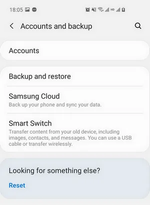 samsung accounts and backup