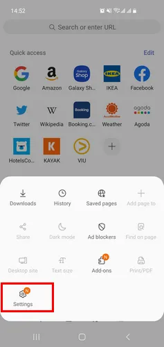 Samsung Internet Browser Settings Android
