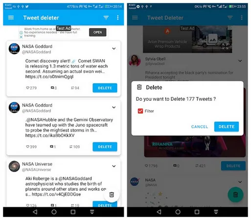 Tweet deleter android