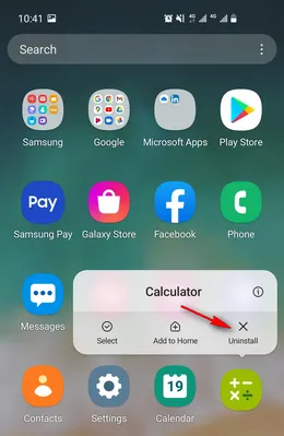 uninstall apps on samsung phone