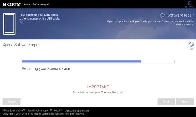 reset sony phone via xperia companion software