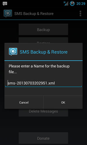 samsung backup messages