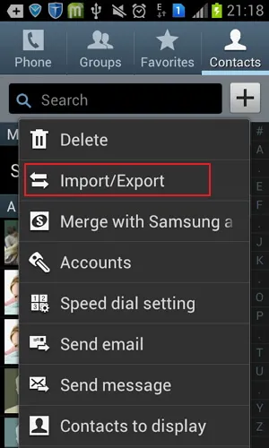 import Samsung to SD