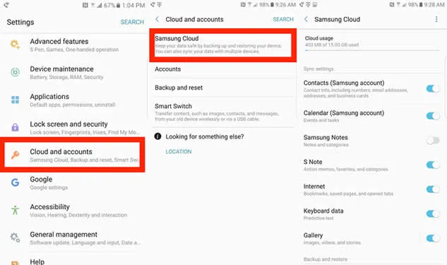 backup Samsung galaxy to cloud