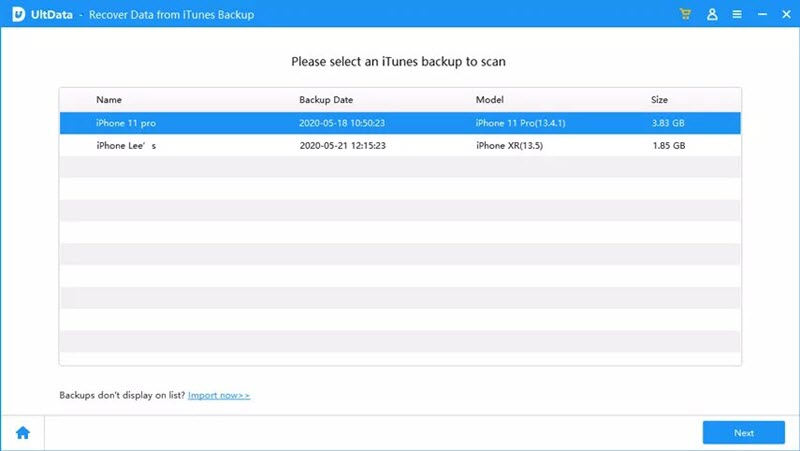 select itunes backup